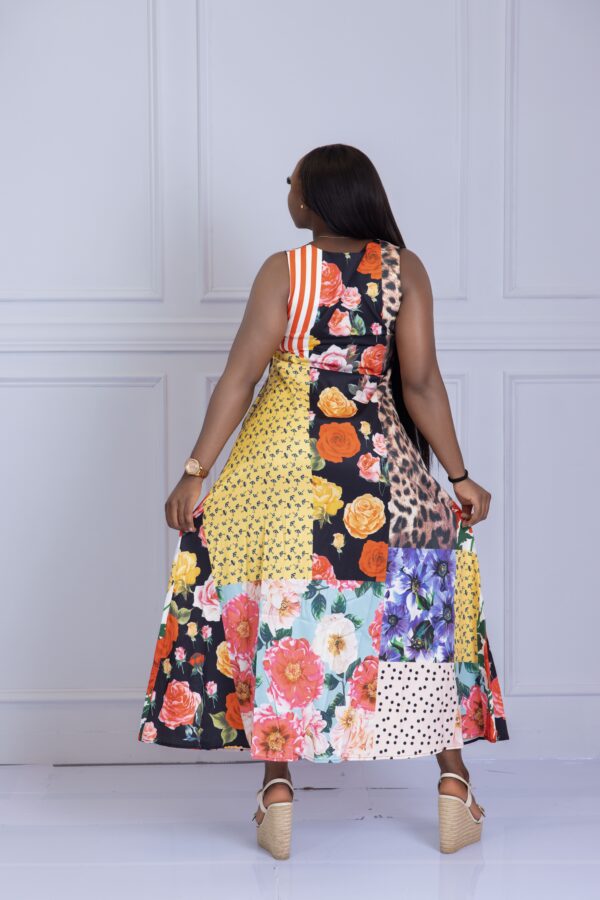 Adriana Multicolor Sleeveless Patchwork Dress - Image 4